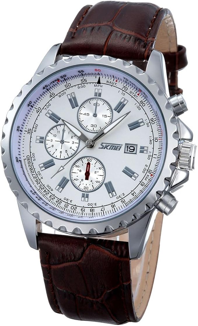 skmei 时刻美 男士手表 装饰三眼 全黑动感大表盘 休闲男表 个性独到